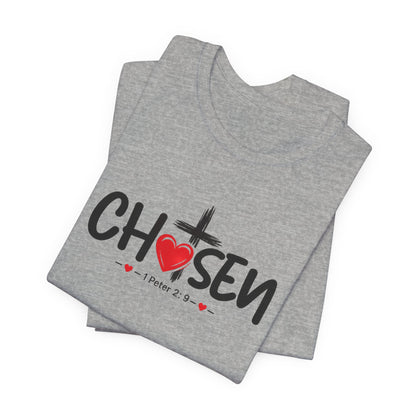 Chosen Cross Heart T-Shirt — Christian Faith Tee (1 Peter 2)