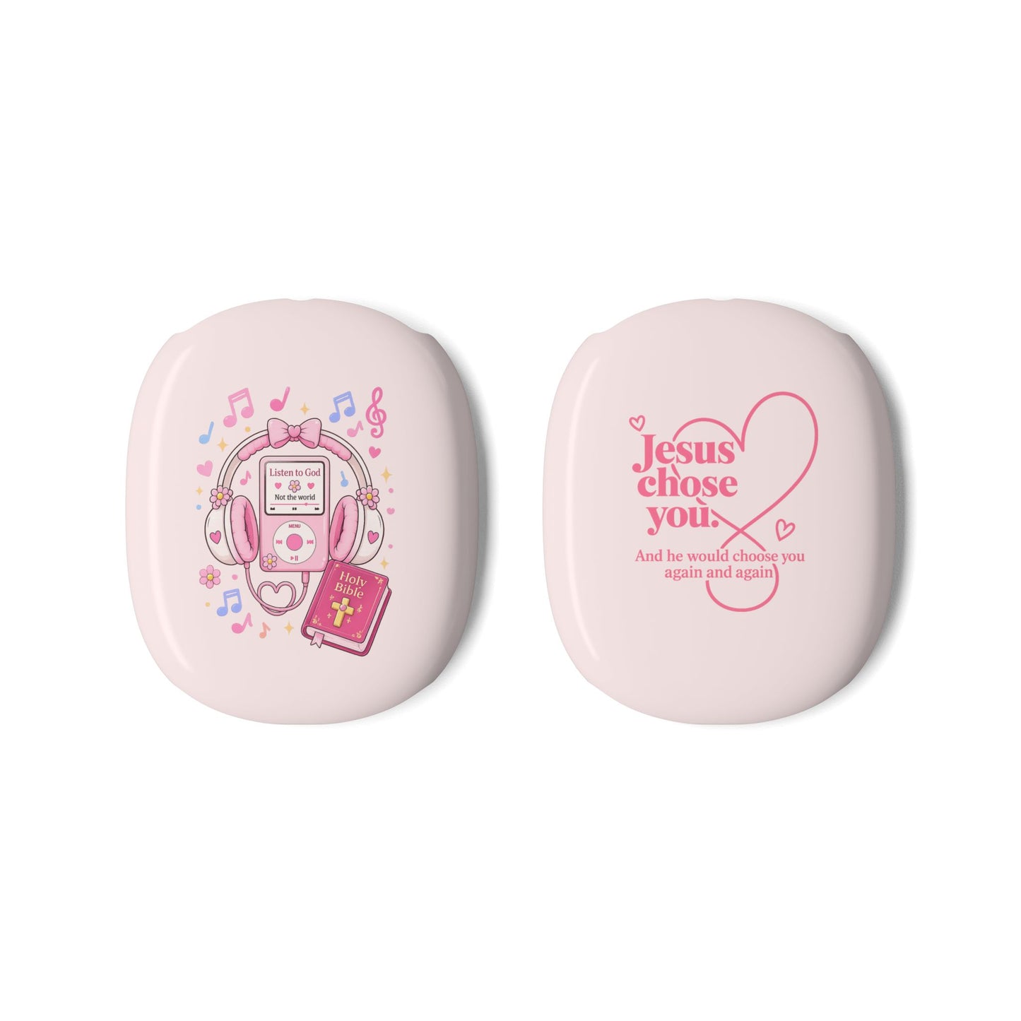 Pink Christian AirPod Max Case — "Jesus Chose You" Cute Kawaii Headphone Covers