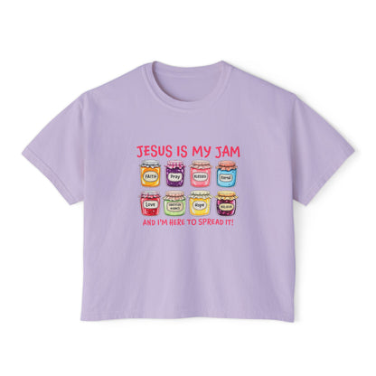 Jesus Is My Jam Women’s Boxy Tee — Cute Christian Faith Graphic Shirt