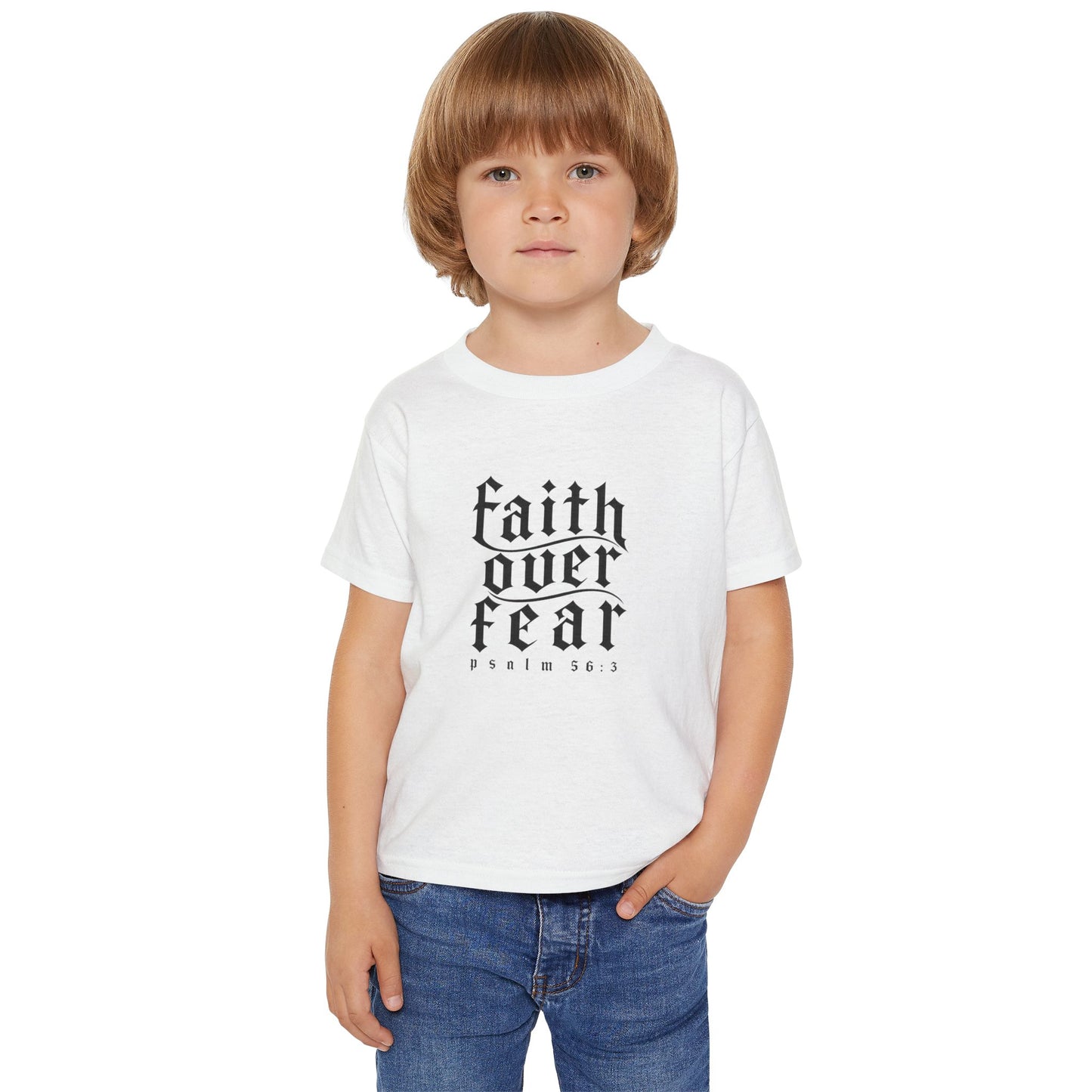 Faith Over Fear Toddler unisex T-Shirt — Psalm 56:3 Inspirational Kids Tee