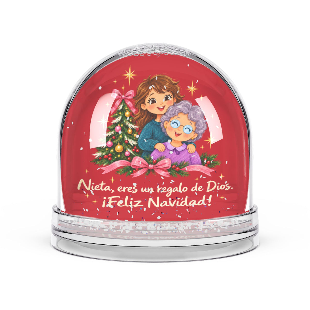 Snow Globe – "Nieta, eres un regalo de Dios. ¡Feliz Navidad!" Christmas Granddaughter Keepsake