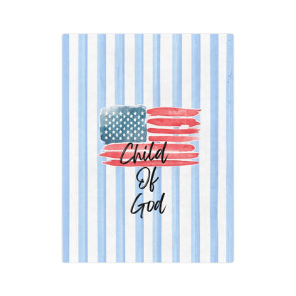 Child of God American Flag Velveteen Blanket