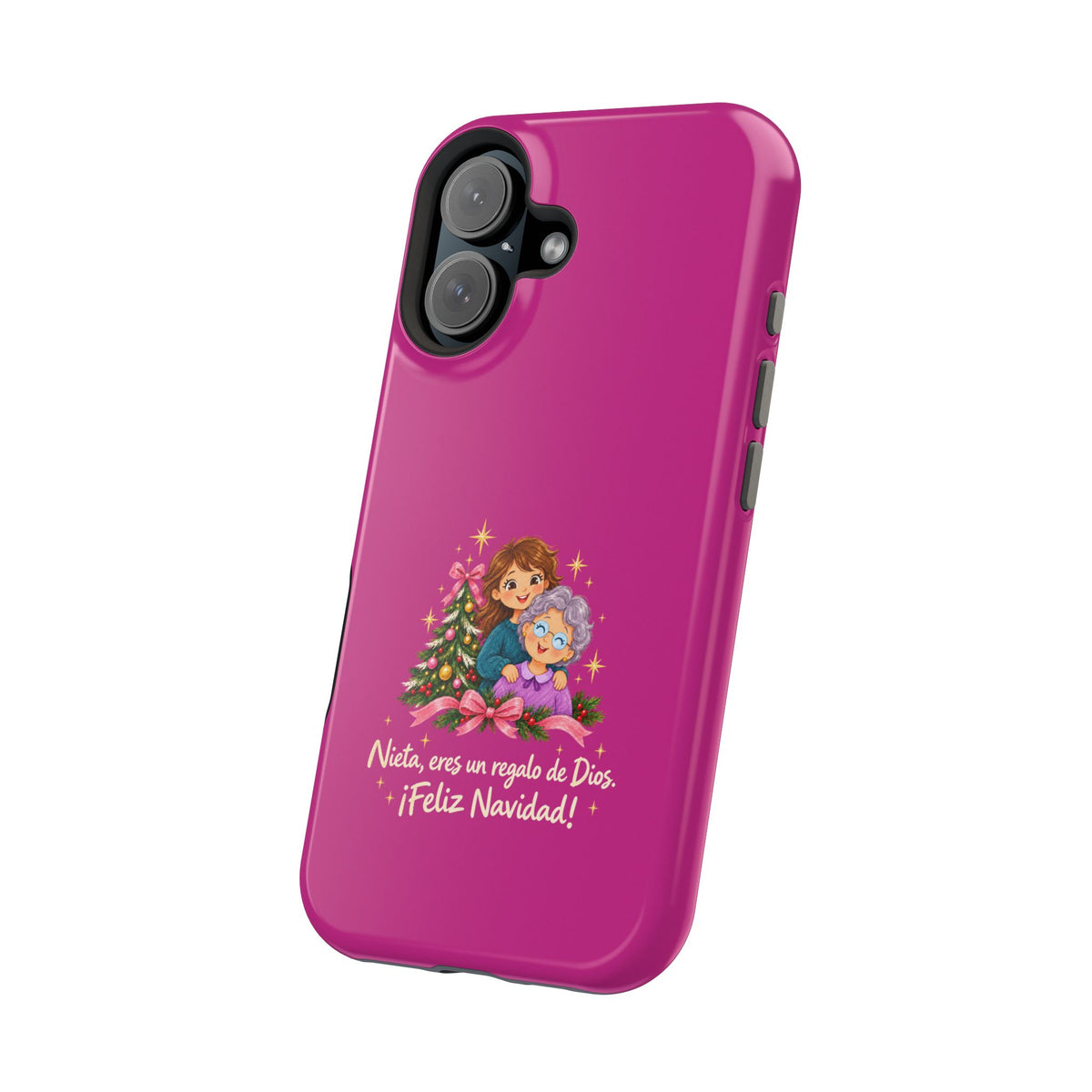 Magenta Christmas Grandma Phone Case — "Abuela, eres un regalo de Dios. ¡Feliz Navidad!" Magnetic Impact-Resistant