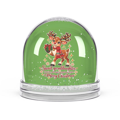 Christmas Reindeer Snow Globe — "Sweet Granddaughter" Holiday Gift