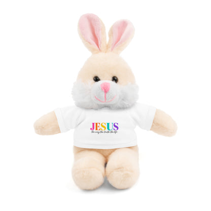 Jesus Rainbow Tee Teddy Bear - Plush Stuffed Animal with Faith Shirt