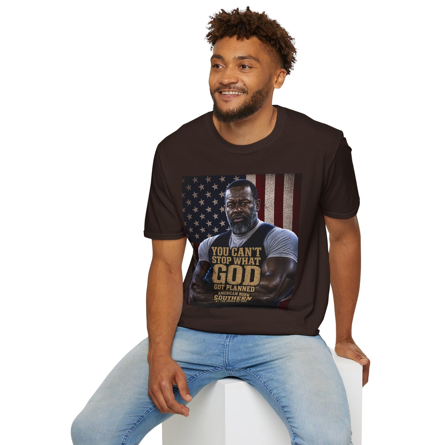 Patriotic Faith Graphic T-Shirt — "You Can't Stop What God" Inspirational Tee