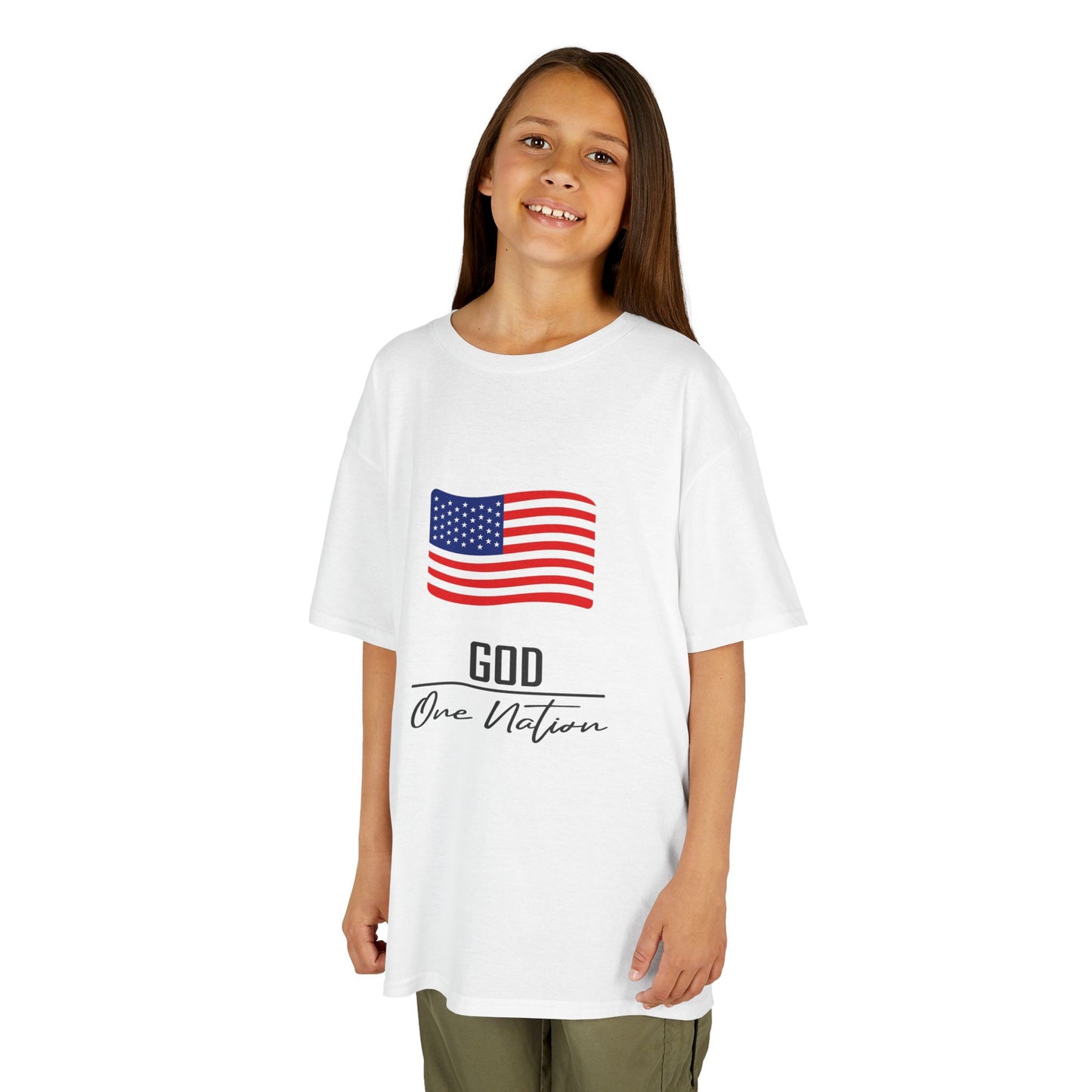 UNISEX Kids Tee — American Flag 'God One Nation' Patriotic T‑Shirt