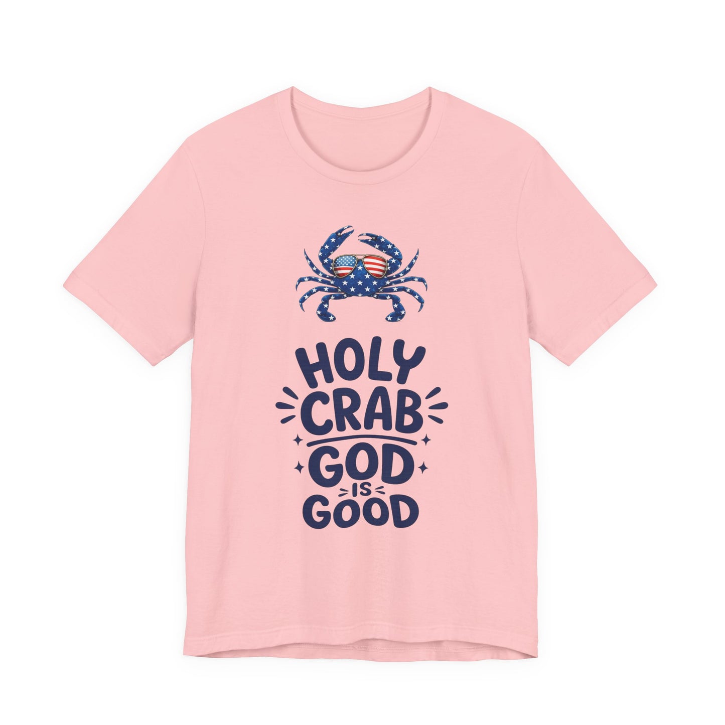 Holy Crab God Is Good T-Shirt — Patriotic Blue Crab Graphic Tee