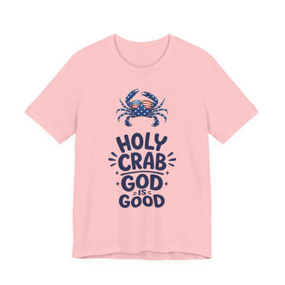 Holy Crab God Is Good T-Shirt — Patriotic Blue Crab Graphic Tee