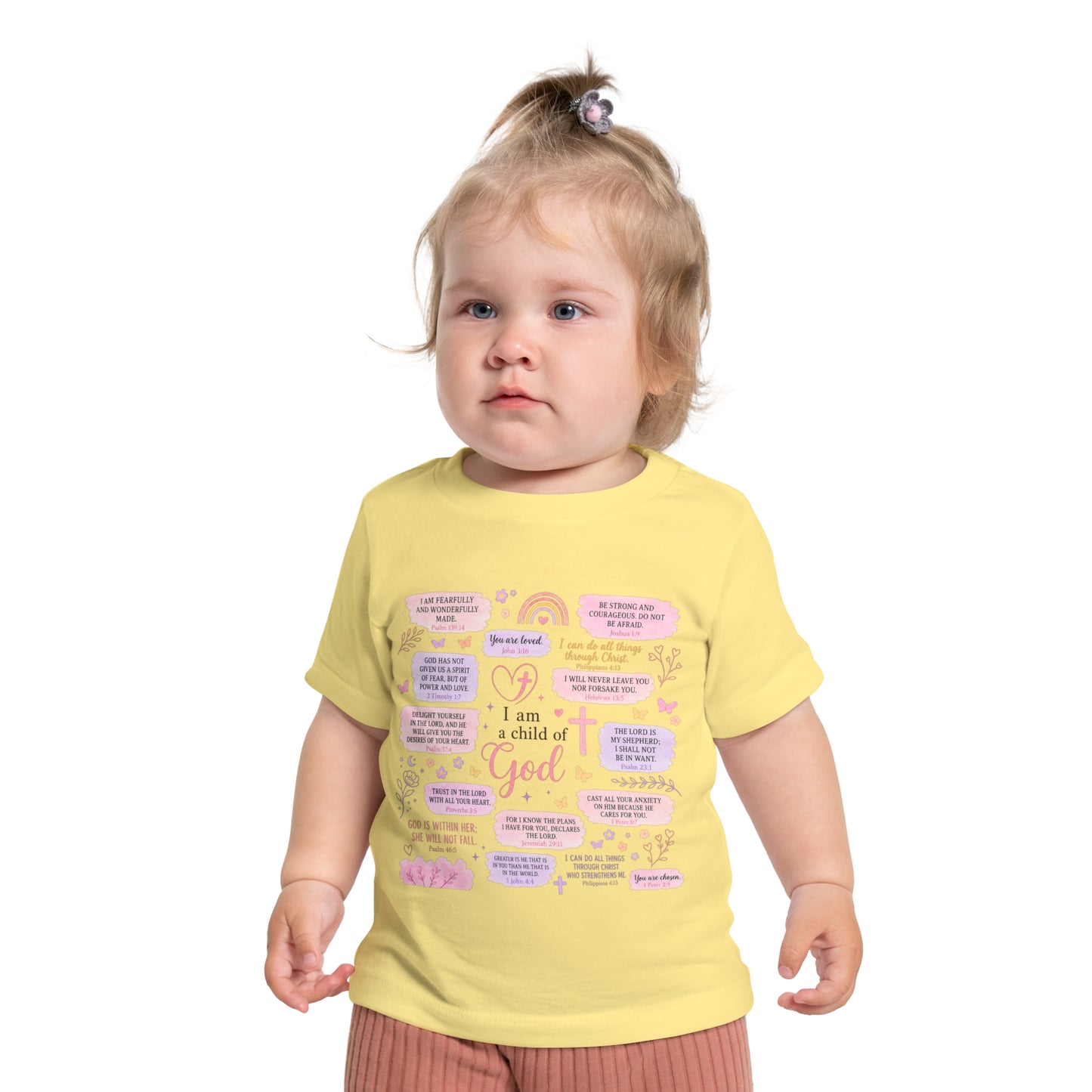 Baby T-Shirt — 'I Am a Child of God' Christian Infant Tee (Romans 8:31, Patriotic Bow Back)