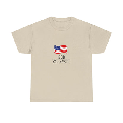 T-Shirt — American Flag "God Over Nation" Patriotic Faith Tee