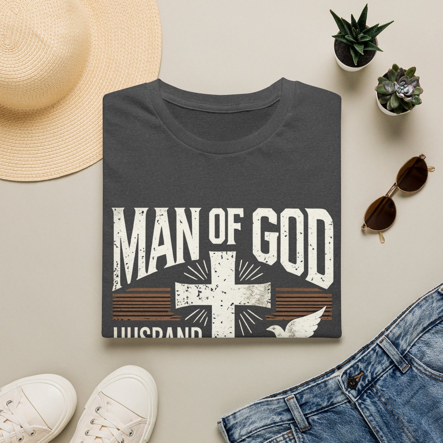 Man of God Dad T-Shirt – Christian Husband & Father Faith Tee