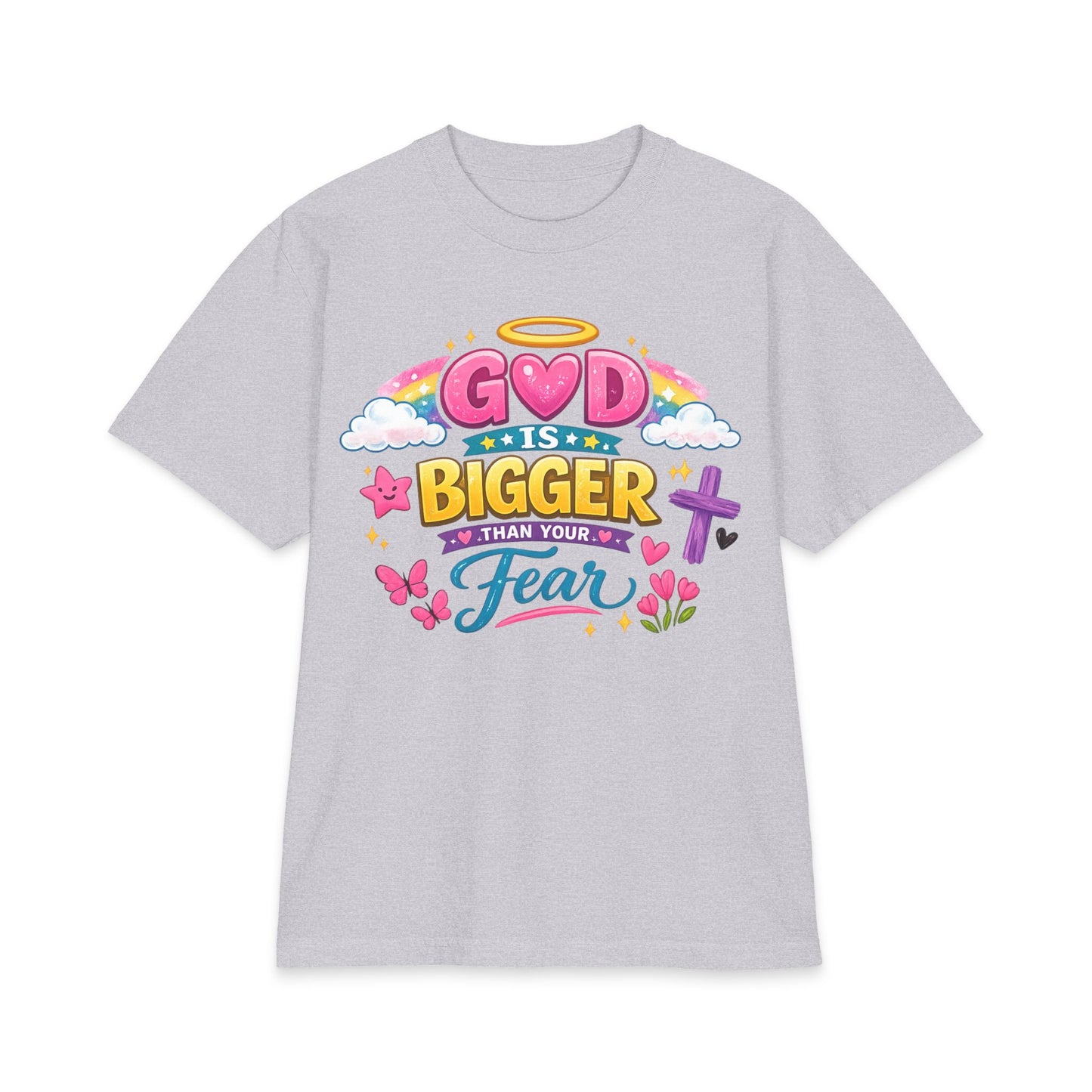 Faith Graphic T-Shirt — "God Is Bigger Than Your Fear" Inspirational Christian Tee