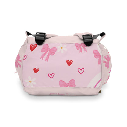 Pink Christian Diaper Backpack — "God Is Good" Baby Bag with Cross & Psalm 147:3 Design