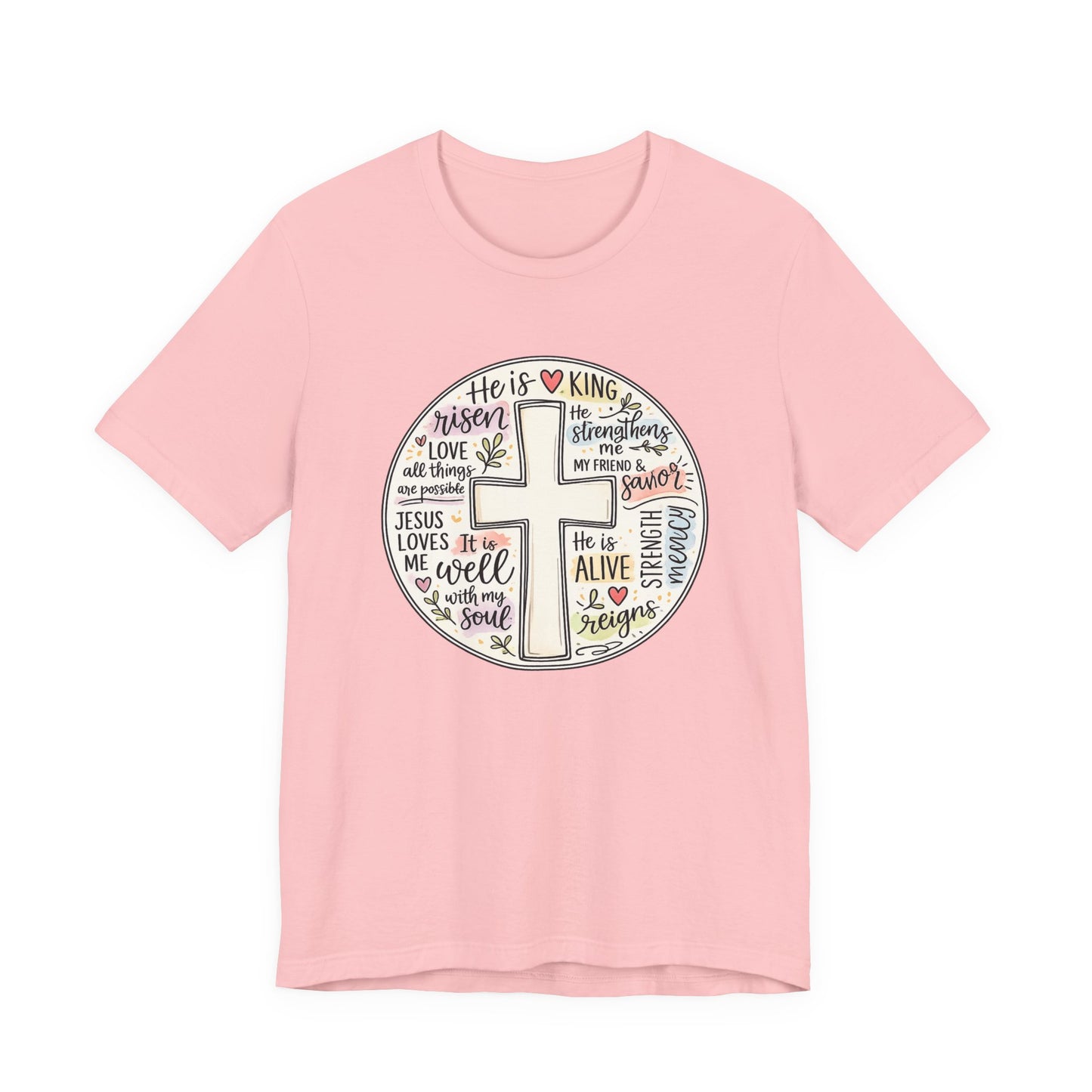 Christian Cross Faith T-Shirt — He Is Risen Inspirational Graphic Tee