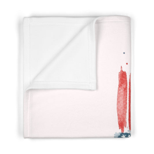 Patriotic Baby Blanket — John 15:13 American Flag Fleece Gift for Newborns & Baptisms