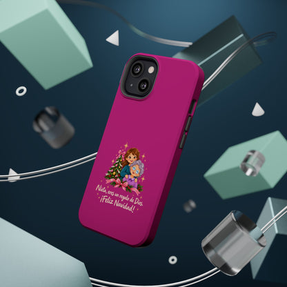Magenta Christmas Grandma Phone Case — "Abuela, eres un regalo de Dios. ¡Feliz Navidad!" Magnetic Impact-Resistant