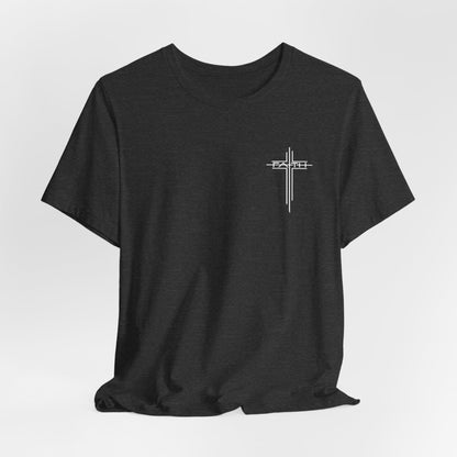 Christian Cross T‑Shirt — Subtle Back Cross Graphic Religious Tee