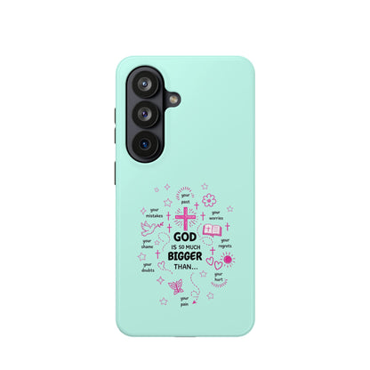 Mint Christian Phone Case — "God Is So Much Bigger Than..." Magnetic Impact-Resistant