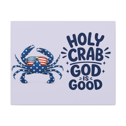 Patriotic Crab Canvas — "Holy Crab God Is Good" Wall Art