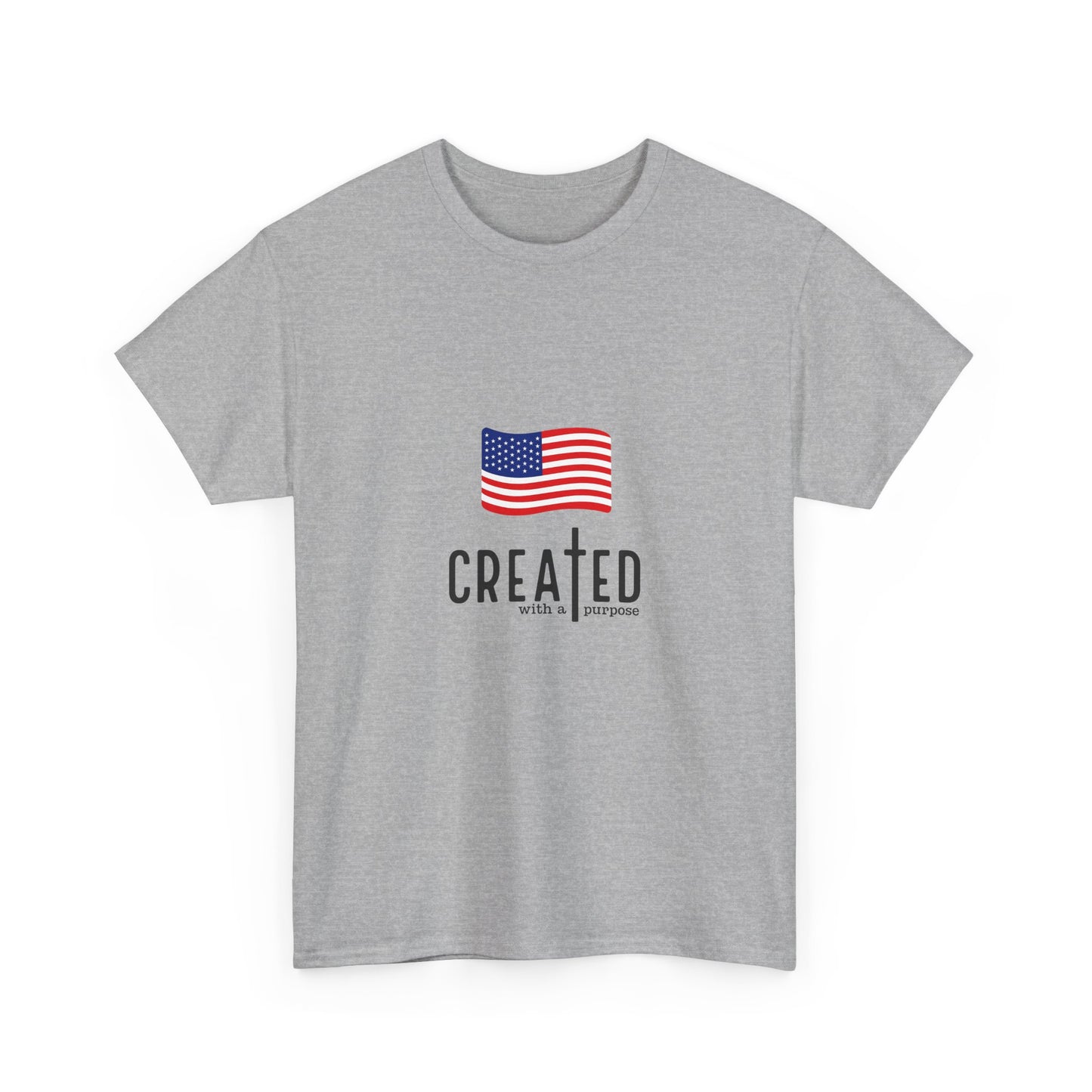 Created American Flag T‑Shirt — 'Created' Patriotic Graphic Tee