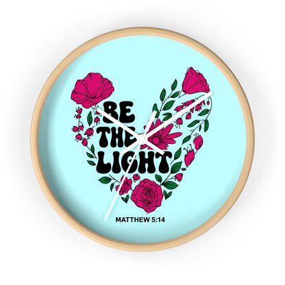 Be the Light Floral Wall Clock — Matthew 5:14 Inspirational Home Decor