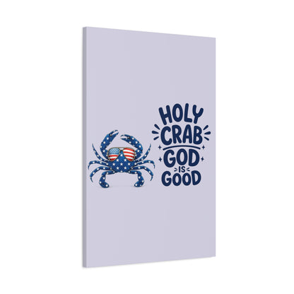 Patriotic Crab Canvas — "Holy Crab God Is Good" Wall Art