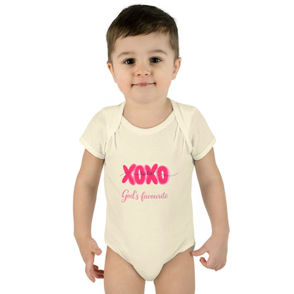 Baby Bodysuit "XOXO God's Favorite" — Cute Pink Valentine Infant Onesie