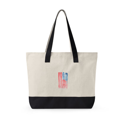 Canvas Tote Bag — "Child of God" & Watercolor Flag Zippered Tote