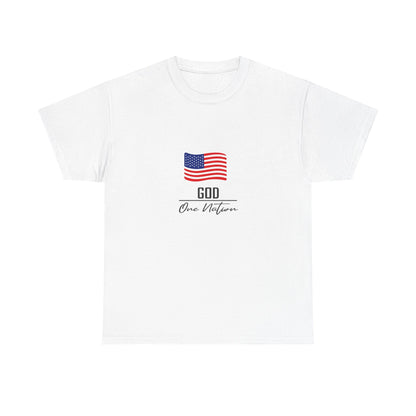 T-Shirt — American Flag "God Over Nation" Patriotic Faith Tee