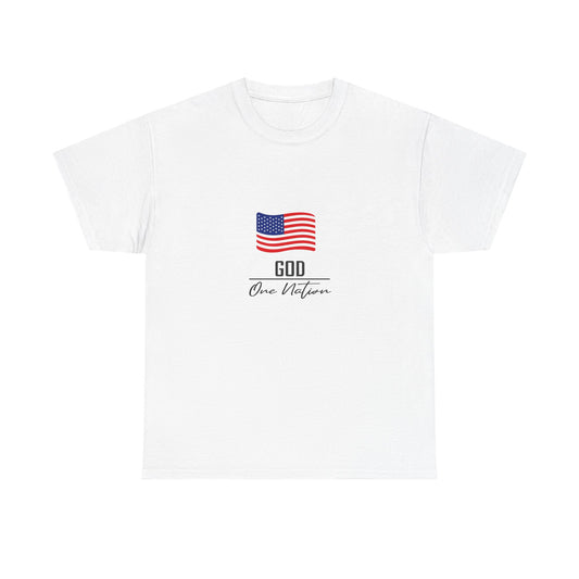 T-Shirt — American Flag "God Over Nation" Patriotic Faith Tee