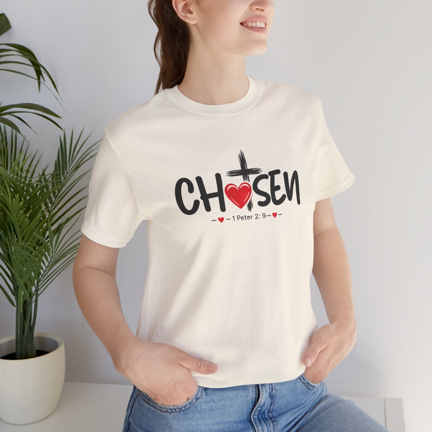 Chosen Cross Heart T-Shirt — Christian Faith Tee (1 Peter 2)