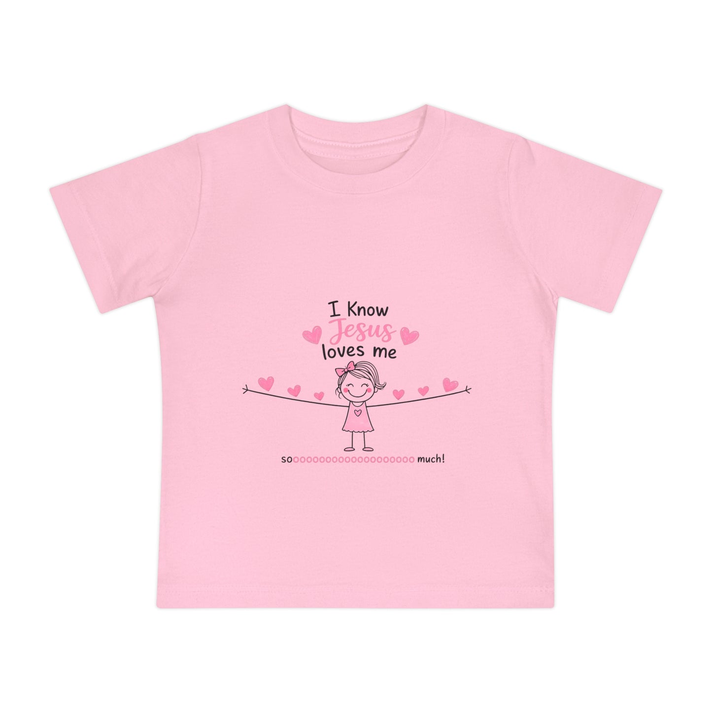 Baby T-Shirt - "I Know Jesus Loves Me" Pink Hearts Christian Infant Tee