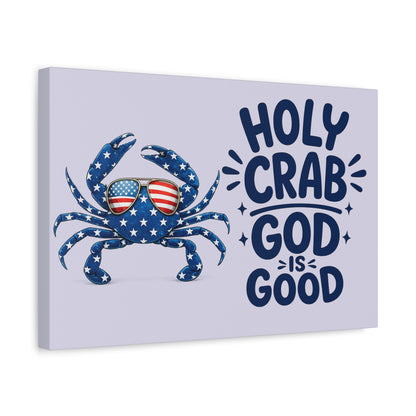 Patriotic Crab Canvas — "Holy Crab God Is Good" Wall Art