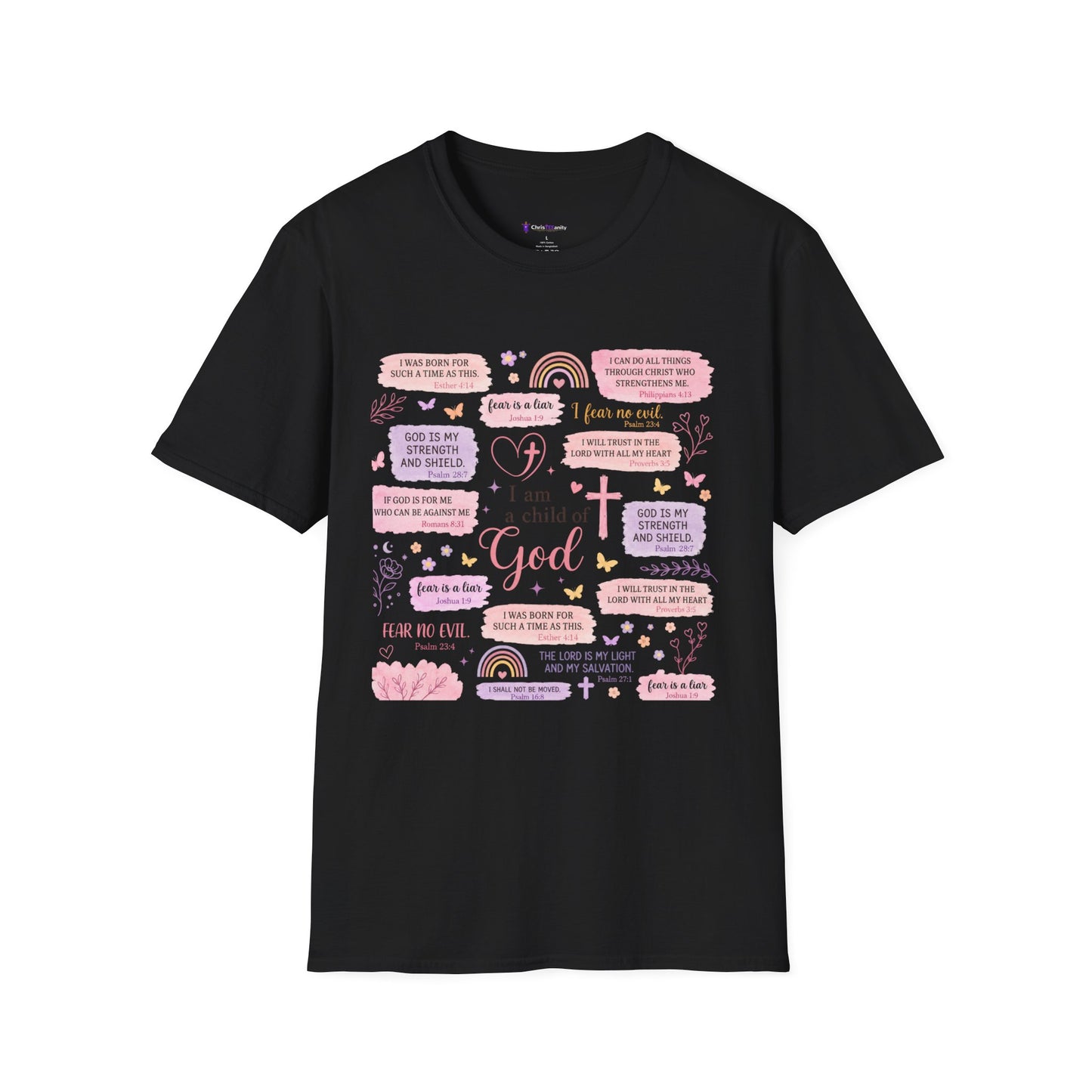Christian Inspirational T-Shirt — “I am a child of God” Pink Scripture Tee