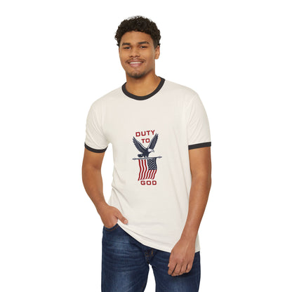 Duty to God Eagle Flag Ringer T-Shirt