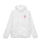 Windbreaker Jacket — Pink Floral Cross "Amen" Faith Design (Agree, Move, Endure)