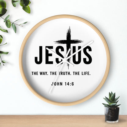 Jesus Wall Clock — "The Way. The Truth. The Life." John 14:6 Christian Decorative Clock