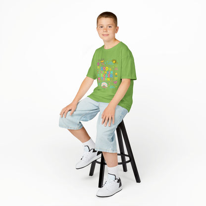 UNISEX Kids Tee — "God Is So Much Bigger Than" Colorful Faith Graphic