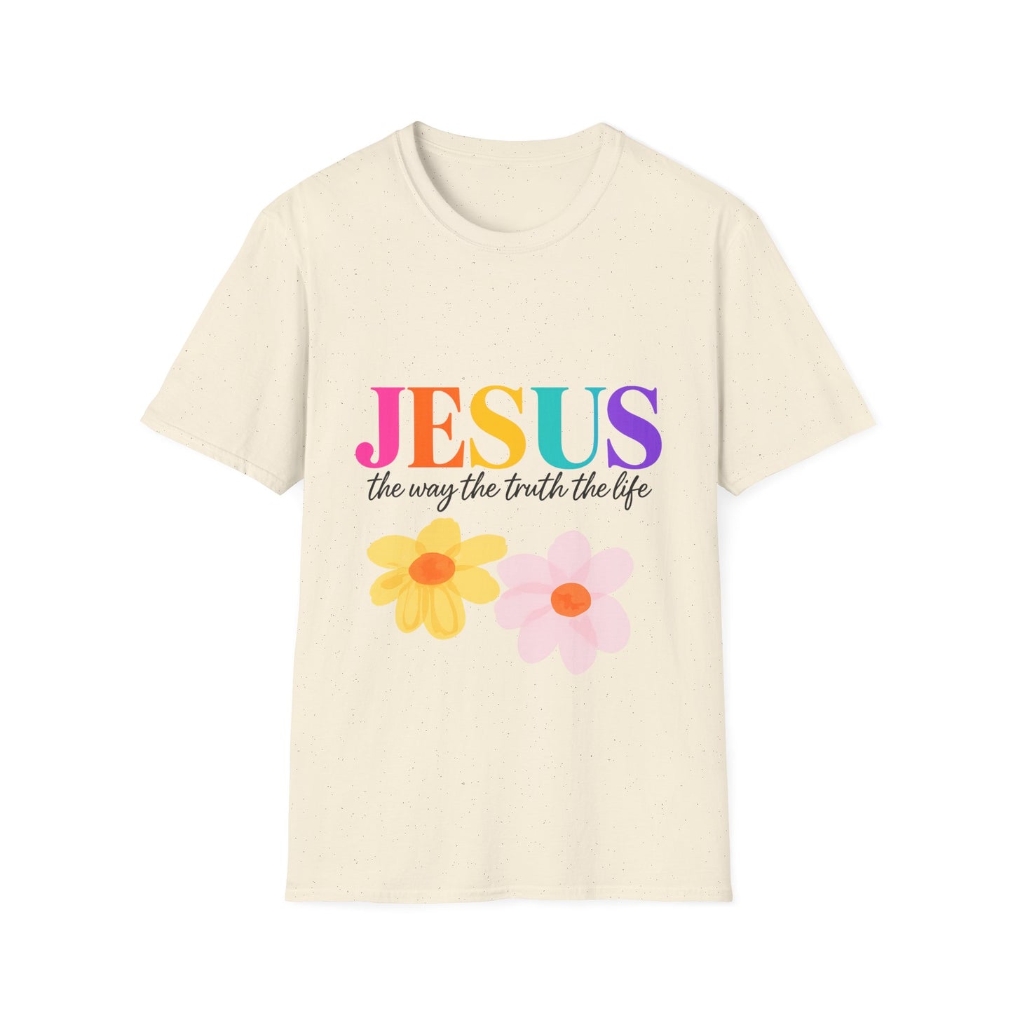 Jesus Floral Rainbow T-Shirt — "Jesus the way the truth the life" Christian Tee
