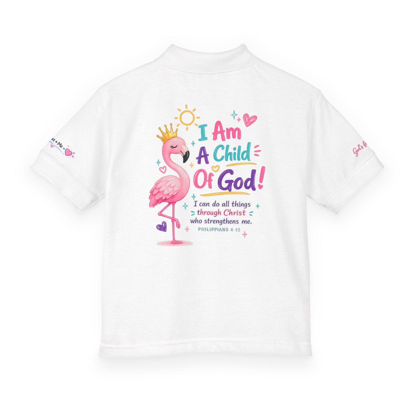 Youth Polo — "I Am A Child of God" Flamingo Christian Kids Shirt