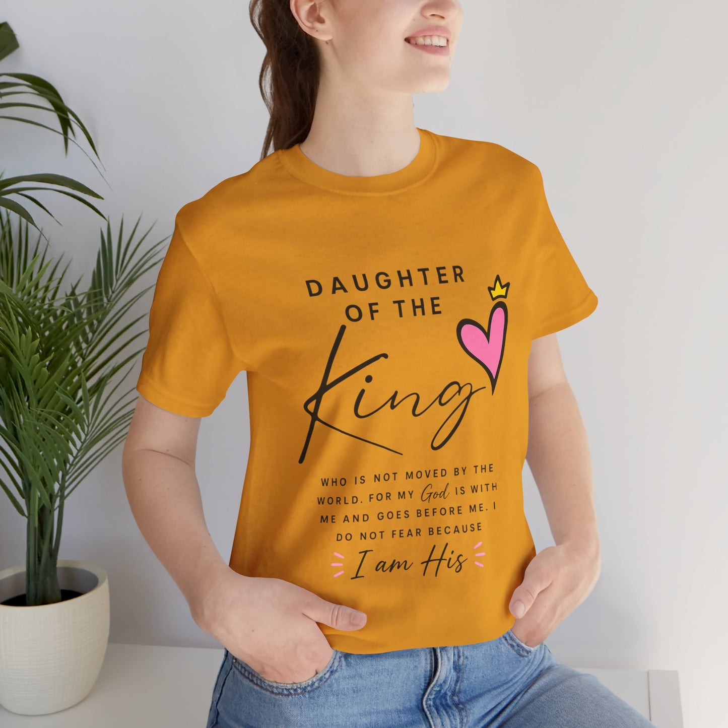 Daughter of the King T-Shirt — Faith-Based Christian Tee with Heart Crown Design