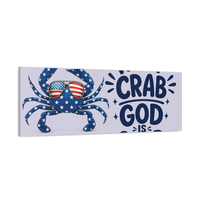 Patriotic Crab Canvas — "Holy Crab God Is Good" Wall Art