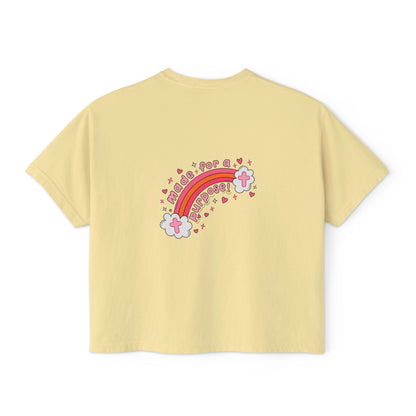 Pray Pray Pray Women's Boxy Tee — Pink Faith Floral Graphic