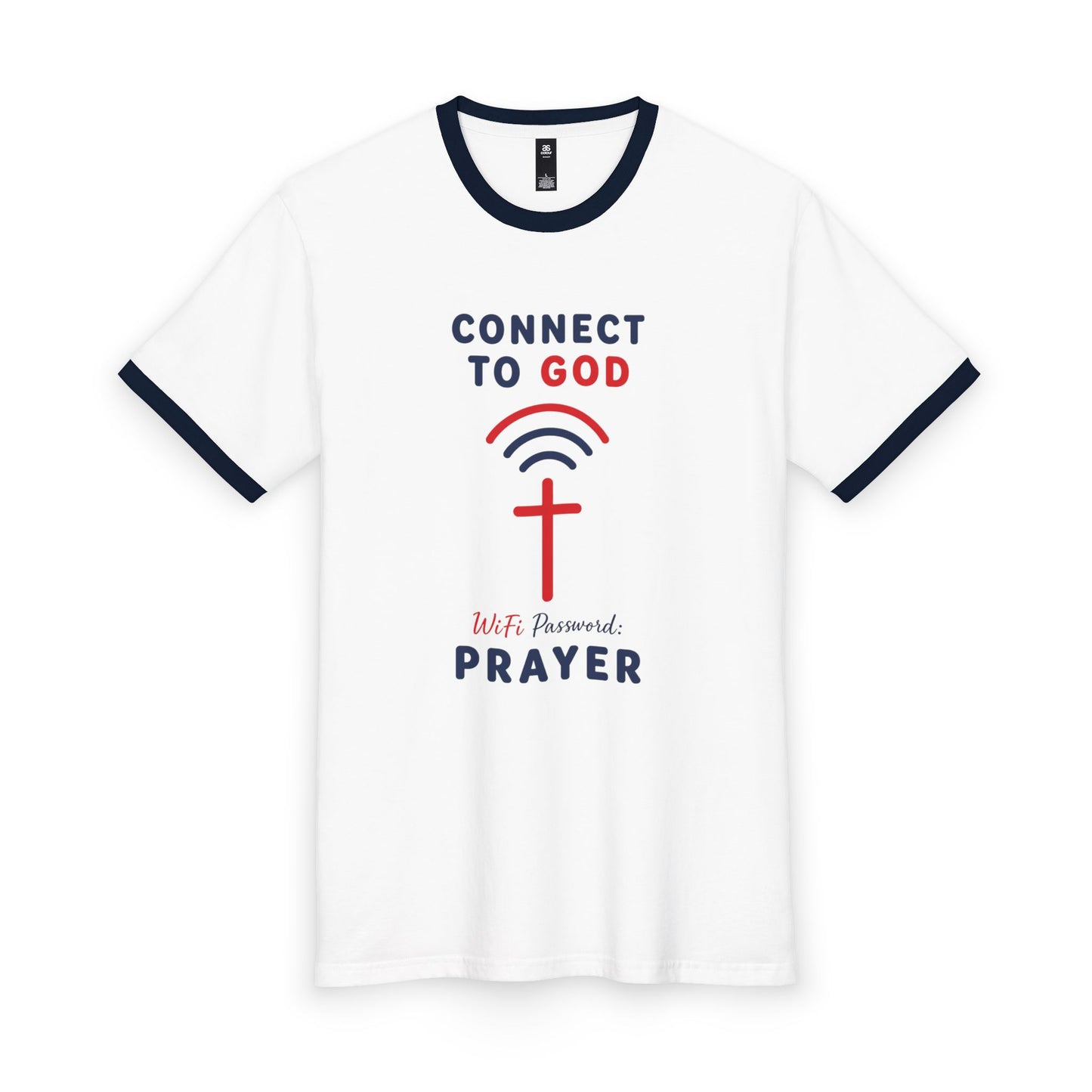 Connect to God Prayer Ringer Tee — Christian Faith Graphic T‑Shirt