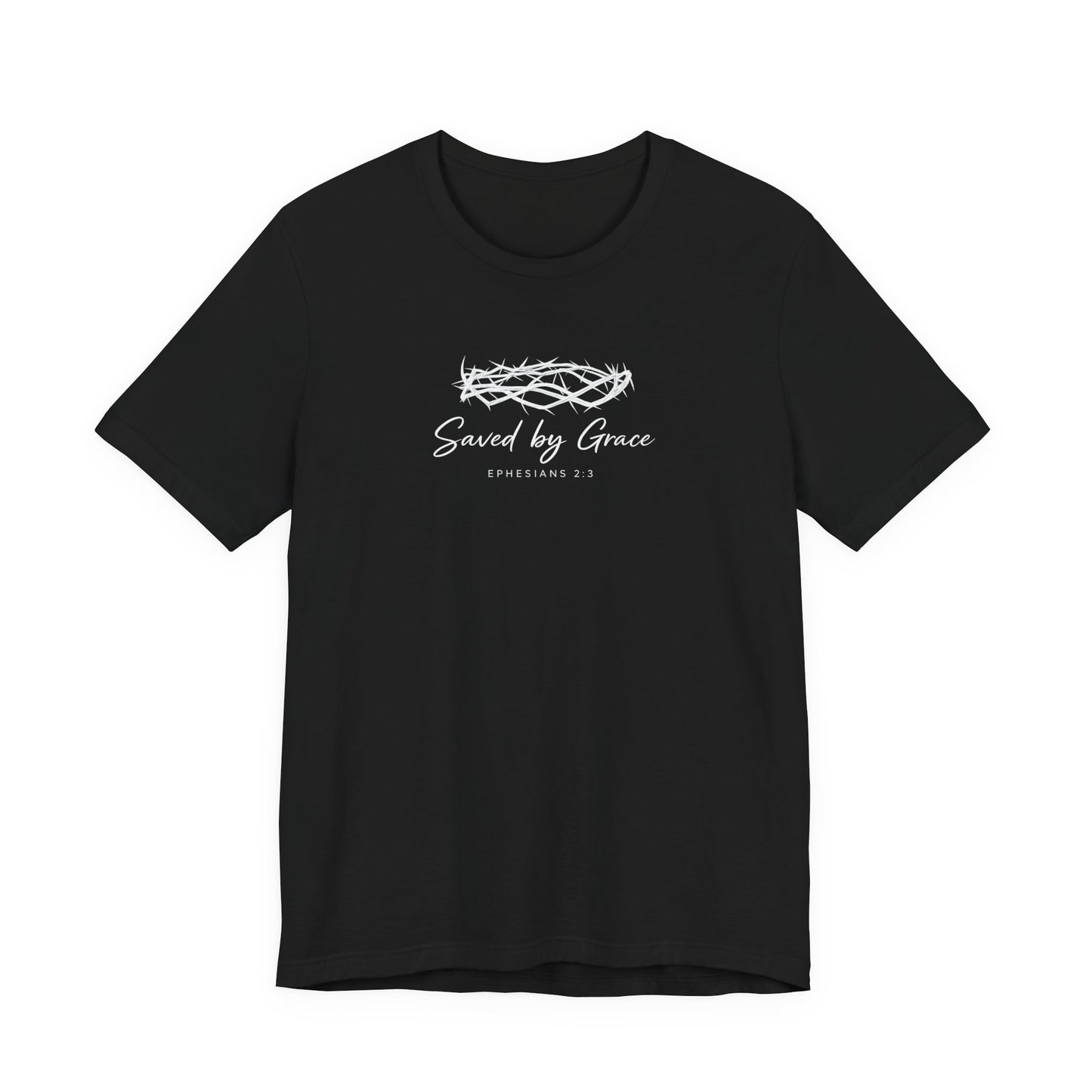 Faith Over Fear T-Shirt — "Saved by Grace" Christian Tee (Heart & Crown)