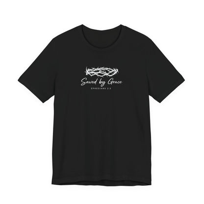 Faith Over Fear T-Shirt — "Saved by Grace" Christian Tee (Heart & Crown)