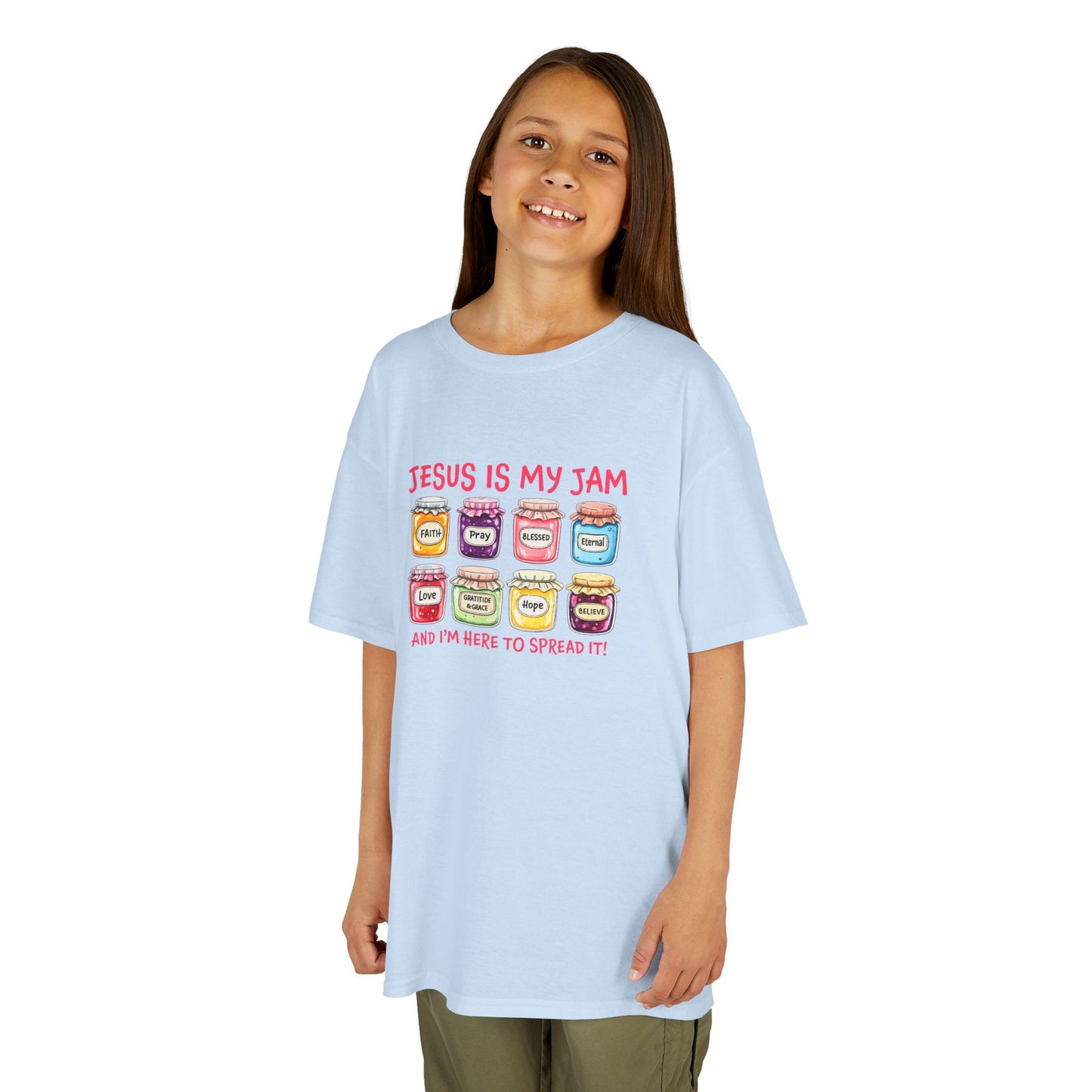 Kids T‑Shirt — "Jesus Is My Jam" Cute Jam Jar Graphic Christian Tee