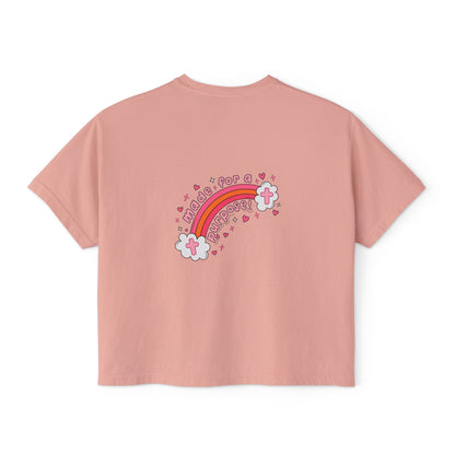Pray Pray Pray Women's Boxy Tee — Pink Faith Floral Graphic