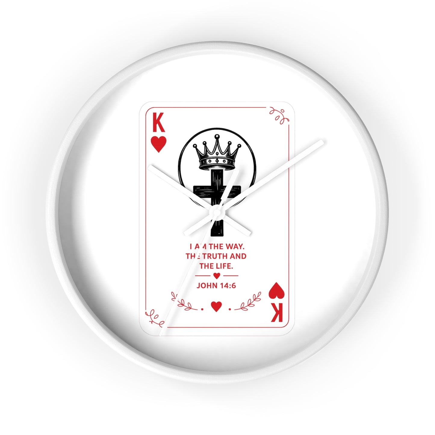 King of Hearts Christian Wall Clock — John 14:6 Playing Card Design